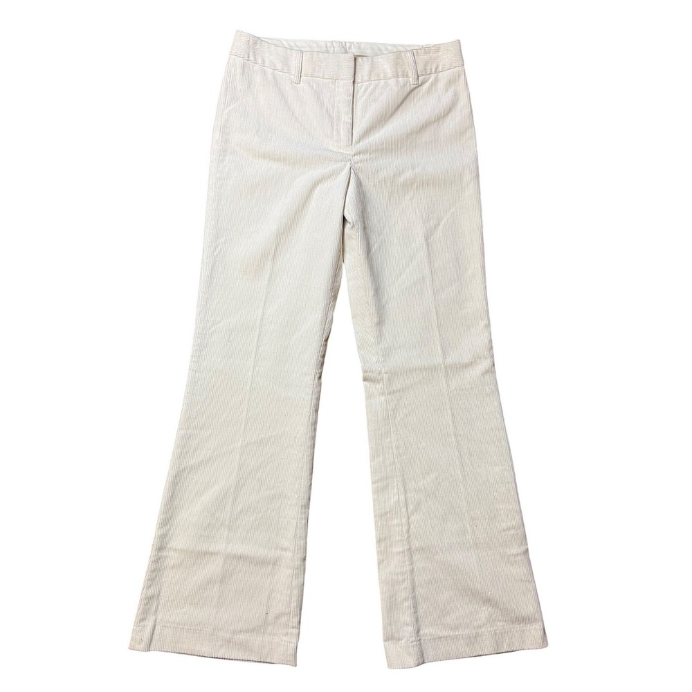 Kenneth Cole New York Kayla Corduroy Pants Cream Wide Leg Mid Rise Womens 6 NEW